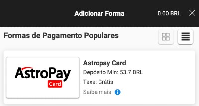 AstroPay Bwin forma de pagamento